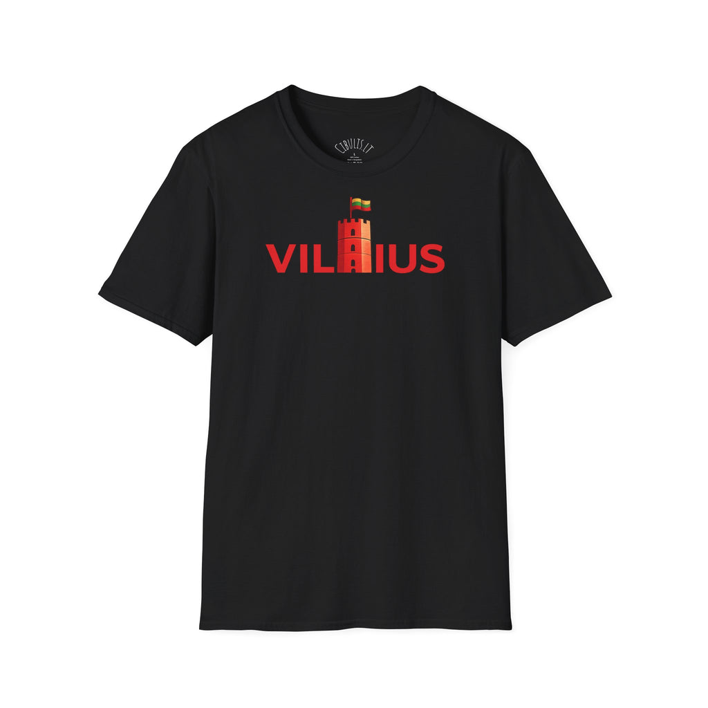 Medvilniniai lietuviškos atributikos marškinėliai „Vilnius“