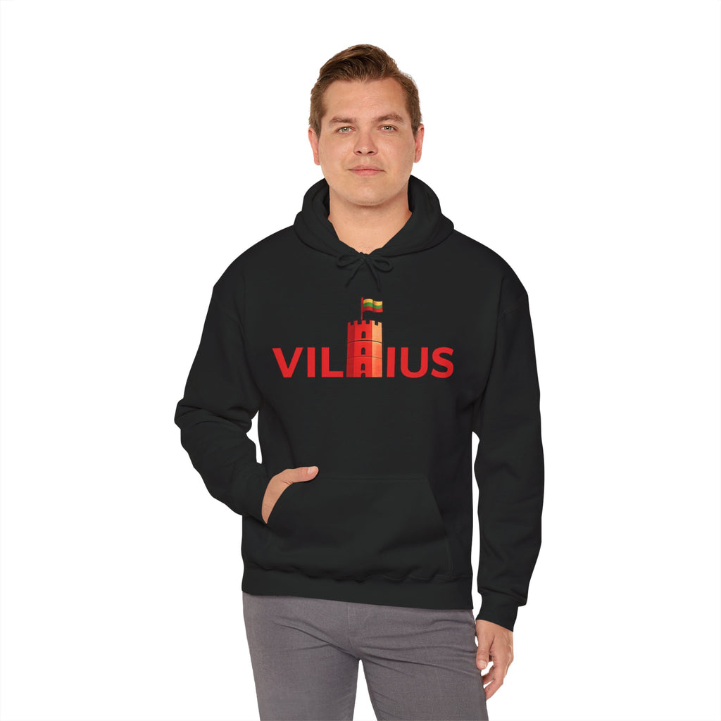 Lietuviškos atributikos džemperis su gobtuvu „Vilnius“