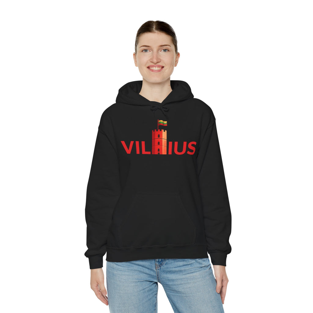 Lietuviškos atributikos džemperis su gobtuvu „Vilnius“